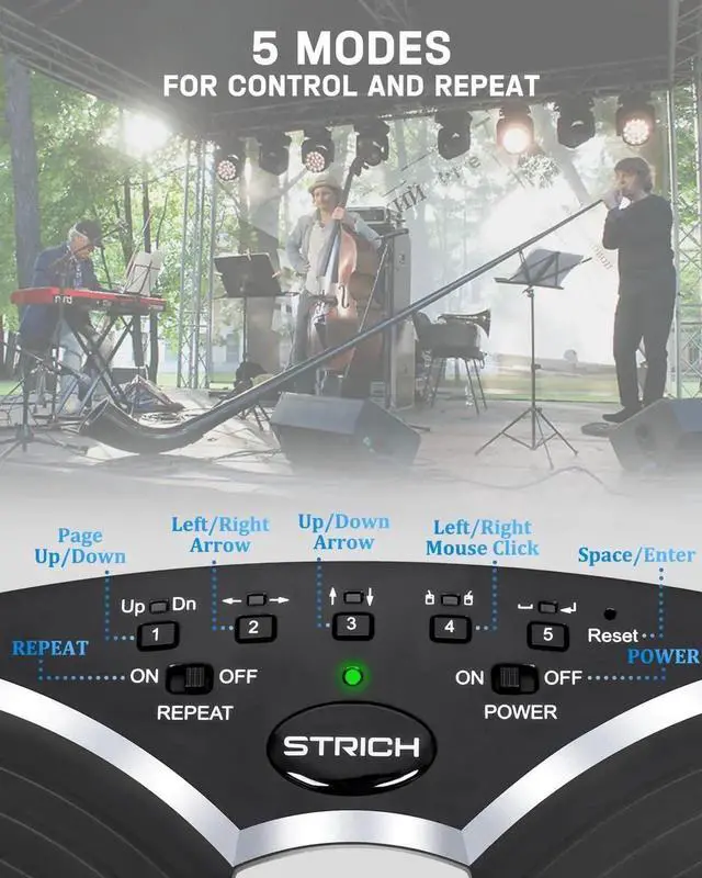 Alt view image 6 of 7 - Wireless Page Turner Pedal, 5 Modes, Portable & Anti-slip, Footswitch Page Turner Quiet Operation for iPad, Performances and Teaching, SPT-20