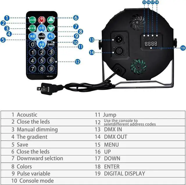Alt view image 7 of 7 - Stage Lights Dj Lights for Parties Led Stage Lights Sound Activated Portable Party Lights Par Lights 36 Led RGB Remote Control Disco Lights Uplights for Indoor Events Bar Birthday Wedding Outdoor