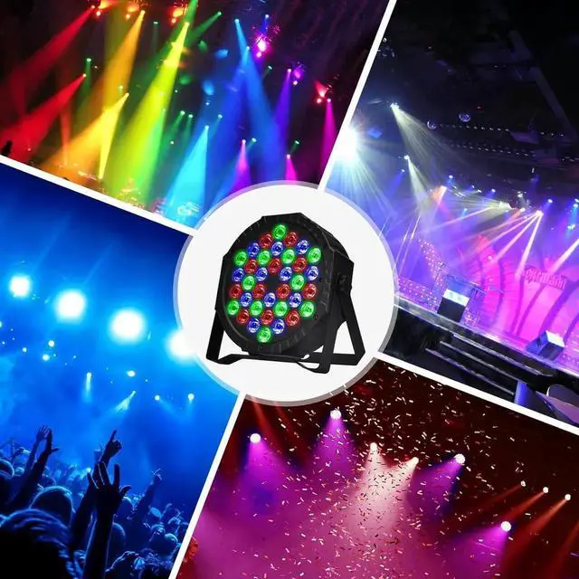 Alt view image 2 of 7 - Stage Lights Dj Lights for Parties Led Stage Lights Sound Activated Portable Party Lights Par Lights 36 Led RGB Remote Control Disco Lights Uplights for Indoor Events Bar Birthday Wedding Outdoor