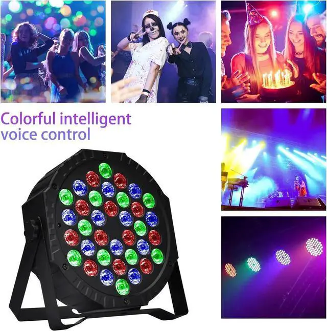 Alt view image 5 of 7 - Stage Lights Dj Lights for Parties Led Stage Lights Sound Activated Portable Party Lights Par Lights 36 Led RGB Remote Control Disco Lights Uplights for Indoor Events Bar Birthday Wedding Outdoor