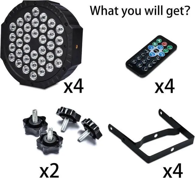 Alt view image 6 of 7 - Stage Lights Dj Lights for Parties Led Stage Lights Sound Activated Portable Party Lights Par Lights 36 Led RGB Remote Control Disco Lights Uplights for Indoor Events Bar Birthday Wedding Outdoor