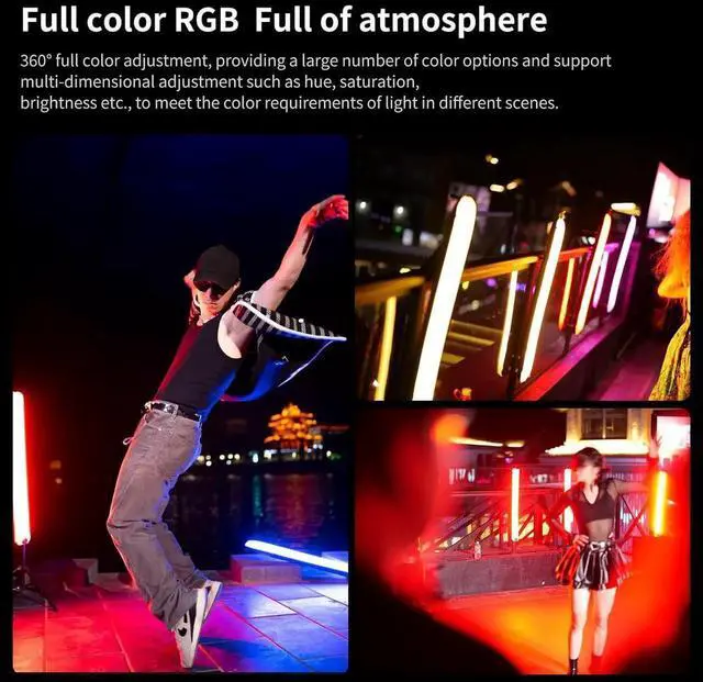 Alt view image 3 of 7 - GC30 30W RGB Handheld LED Tube Light 35.5"/90cm Inflat Video Light with Inflat Ball & Magnetic Mount, 2000-10000K, CRI 95+, 5000mAh Battery, Waterproof for Photography & Studio Recording