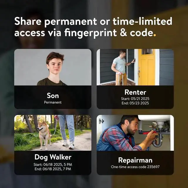 Alt view image 7 of 7 - Keypad 2, Fingerprint Door Access, Secure Code Entry for Smart Lock, Easy Install, Keyless Entry for Kids, Seniors, Guests, Smartphone-Free Access
