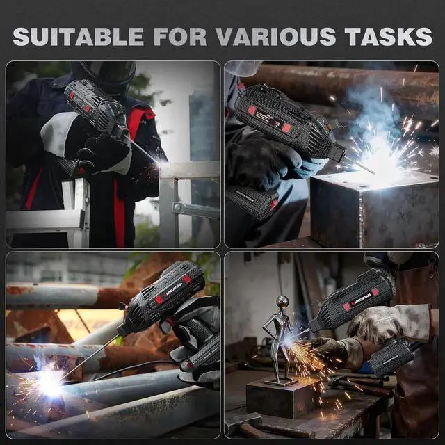 Alt view image 3 of 7 - Stylish Handheld Welder, 110V Portae Welding Machine with IGBT Inverter, 120A Stick Welder with Auto Darkening Goggles and Upgraded Ground Cla, Fits for 3/32"-1/8" Welding Rods