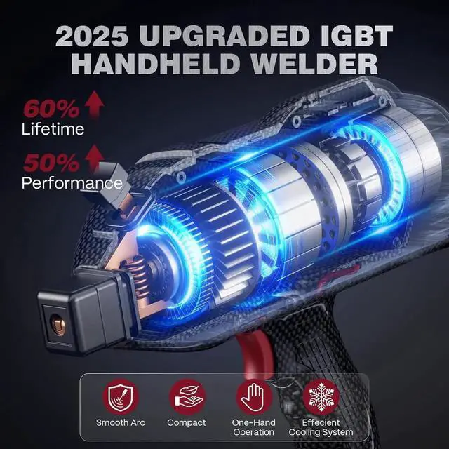 Alt view image 2 of 7 - Stylish Handheld Welder, 110V Portae Welding Machine with IGBT Inverter, 120A Stick Welder with Auto Darkening Goggles and Upgraded Ground Cla, Fits for 3/32"-1/8" Welding Rods