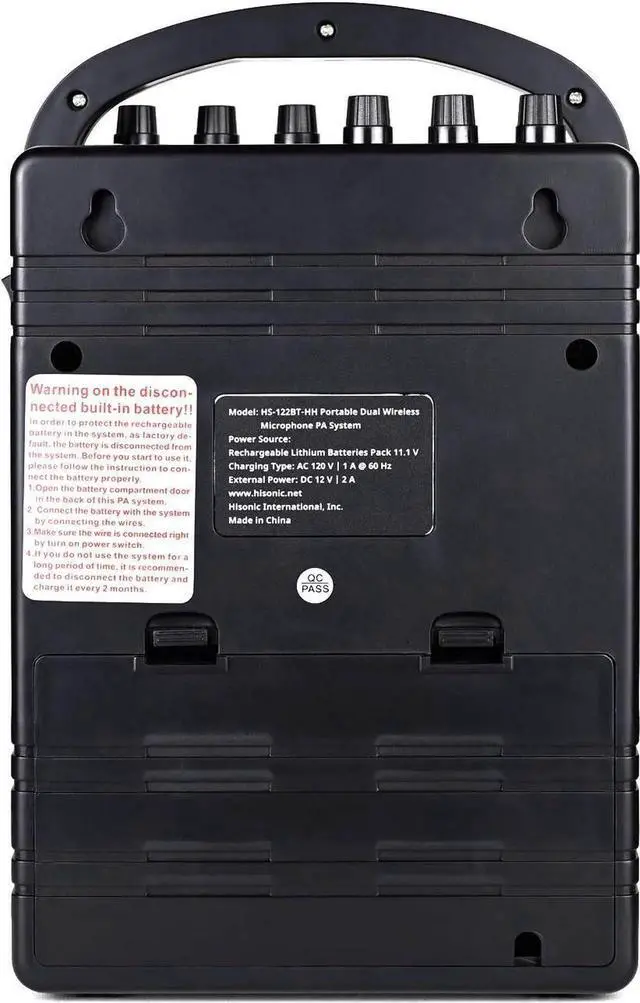 Alt view image 5 of 6 - HS122BT-HL Portable and Rechargeable PA System with Dual UHF Wireless Microphones & Bluetooth Connection