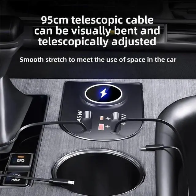 Alt view image 2 of 7 - USB Hub Car Wireless Charging Charger Mount for Toyota Senna, 45W Fast Charging, 4-Port Expansion Dock Ports (Model B)