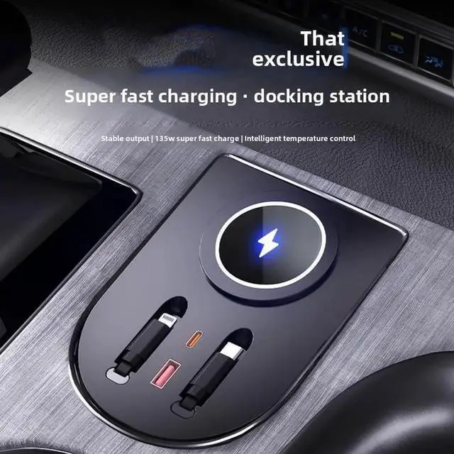 Alt view image 6 of 7 - USB Hub Car Wireless Charging Charger Mount for Toyota Senna, 45W Fast Charging, 4-Port Expansion Dock Ports (Model B)