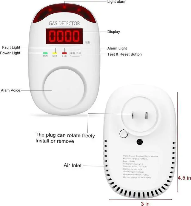 Alt view image 4 of 7 - 3 Packs Natural Gas Detector - Leak for Home,RV, Detectors Home Gas,Combustible LNG, LPG,Propane,Methane.