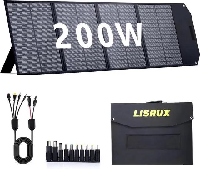 Main image of 200W Portable Solar Panel, Foldable Solar Panel Power Backup, Solar Charger for Power Station Generator, IP67 Waterproof 200 Watt Solar Panels for Camping RV Power Blackout