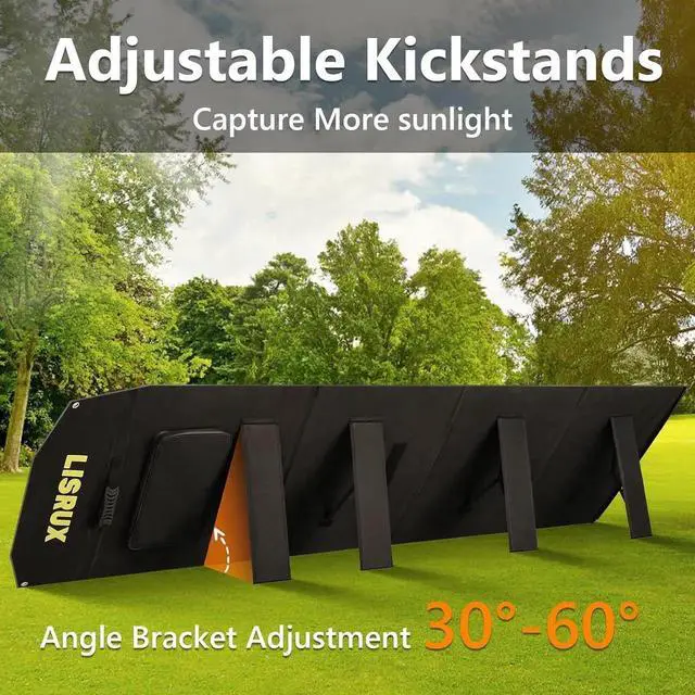 Alt view image 3 of 7 - 200W Portable Solar Panel, Foldable Solar Panel Power Backup, Solar Charger for Power Station Generator, IP67 Waterproof 200 Watt Solar Panels for Camping RV Power Blackout