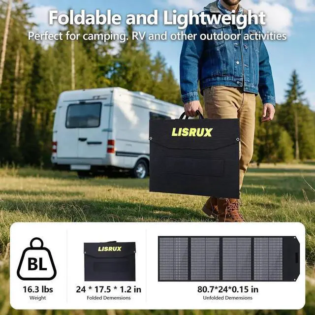 Alt view image 2 of 7 - 200W Portable Solar Panel, Foldable Solar Panel Power Backup, Solar Charger for Power Station Generator, IP67 Waterproof 200 Watt Solar Panels for Camping RV Power Blackout