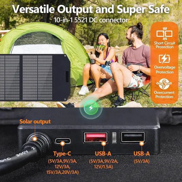 Alt view image 7 of 7 - 200W Portable Solar Panel, Foldable Solar Panel Power Backup, Solar Charger for Power Station Generator, IP67 Waterproof 200 Watt Solar Panels for Camping RV Power Blackout