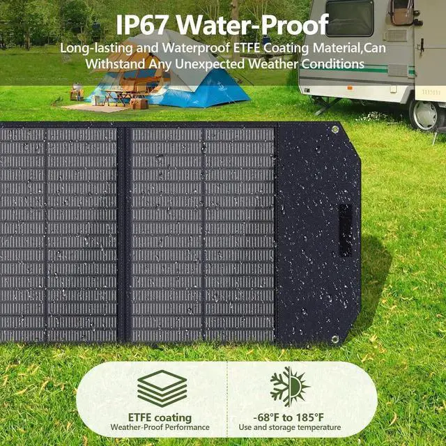 Alt view image 6 of 7 - 200W Portable Solar Panel, Foldable Solar Panel Power Backup, Solar Charger for Power Station Generator, IP67 Waterproof 200 Watt Solar Panels for Camping RV Power Blackout