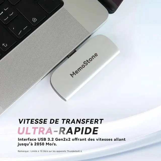 Alt view image 6 of 6 - MemoStone 2TB Portable USB-C External SSD 2000MB/s, High-Speed Solid State Drive with USB 3.2 Gen2x2 20Gb/s Interface, Compatible with iPhones/Tablets/Laptops