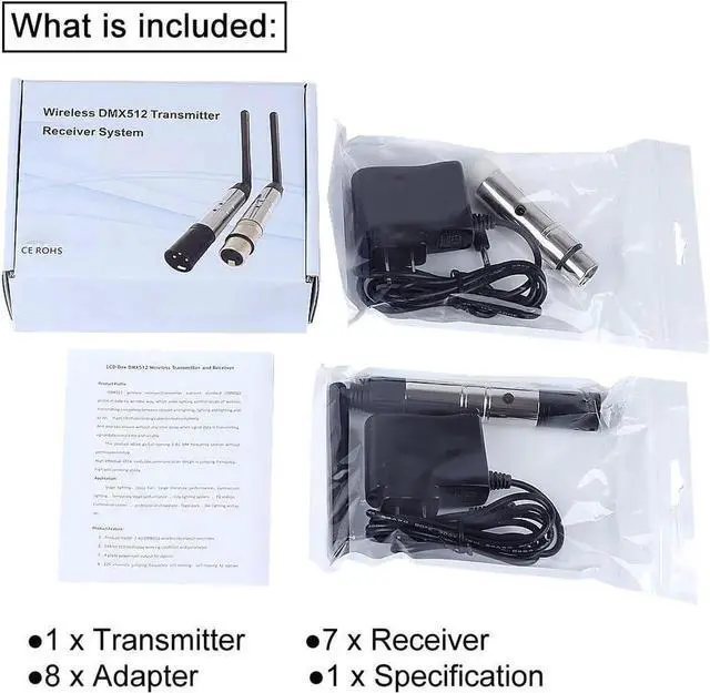 Alt view image 4 of 6 - DMX Wireless, 8pcs 2.4G DMX 512 1 Male Transmitter & 7 Female Receivers Short version for Stage PAR Party Light
