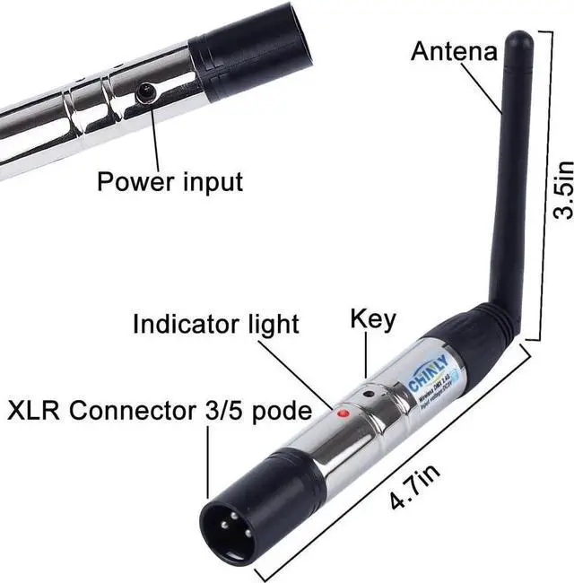 Alt view image 2 of 6 - DMX Wireless, 8pcs 2.4G DMX 512 1 Male Transmitter & 7 Female Receivers Short version for Stage PAR Party Light