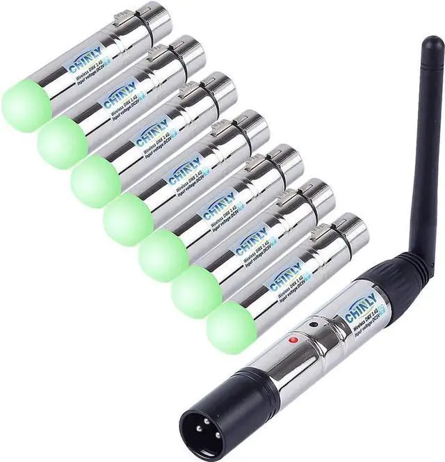 Main image of DMX Wireless, 8pcs 2.4G DMX 512 1 Male Transmitter & 7 Female Receivers Short version for Stage PAR Party Light