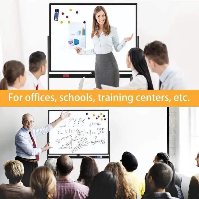 Alt view image 3 of 7 - 48"x36" Mobile Whiteboard Doue-Sided Magnetic Dry Erase Board on Wheels - Comercial Rolling White Boards with Sturdy Stand for Home, Office & School