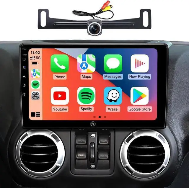 Alt view image 4 of 7 - Car Radio Stereo Upgrade for Jeep Wrangler JK Compass Grand Cherokee Dodge Ram with Wireless CarPlay/Android Auto/10.2'' TouchScreen/Android12/GPS Navigation/Backup Camera (New-HC-Jeep 2+32G)