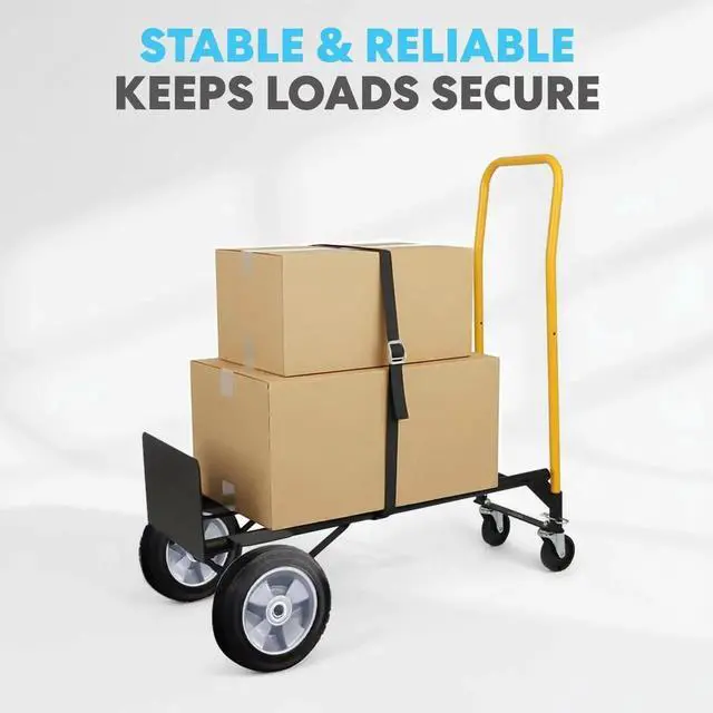 Alt view image 2 of 6 - 2 in 1 Convertible Hand Truck and Dolly, 800LBS Heavy-Duty Moving Dolly Cart with 10" Flat Free Rubber Wheels & Handle