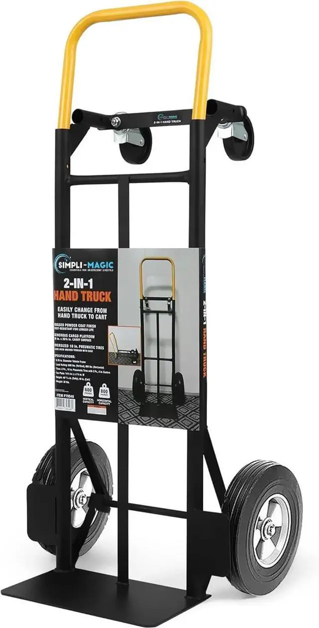 Main image of 2 in 1 Convertible Hand Truck and Dolly, 800LBS Heavy-Duty Moving Dolly Cart with 10" Flat Free Rubber Wheels & Handle