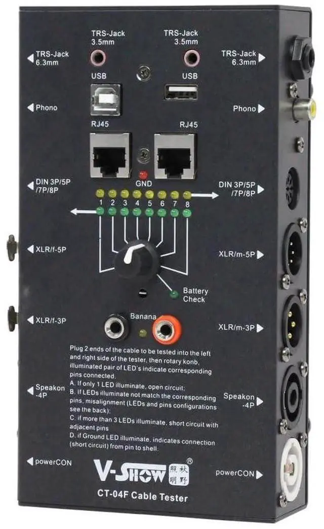 Main image of Cable Tester - Line Finder Cables Checker 8-Way Switch Wire Tracker -Support Cables, USB, RJ45, XLR,