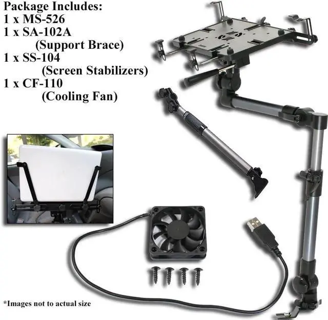Alt view image 5 of 6 - MS-526B Heavy Duty Laptop Mount Holder for Cars, Trucks, SUVs, and other Applications with Complete Accessory Package