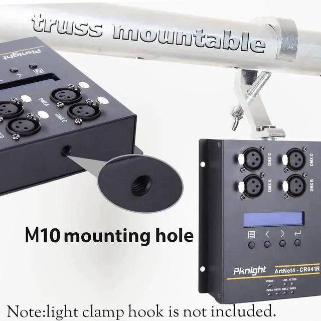 Alt view image 4 of 6 - ArtNet DMX Ethernet Lighting Controller Interface, Truss-mount, 4-Universe Bidirectional Art-Net to DMX512 Node, PoE (No RDM)
