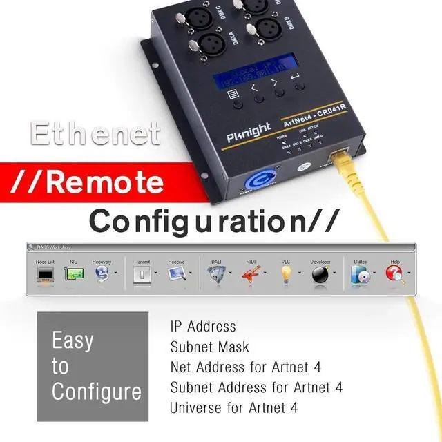 Alt view image 5 of 6 - ArtNet DMX Ethernet Lighting Controller Interface, Truss-mount, 4-Universe Bidirectional Art-Net to DMX512 Node, PoE (No RDM)