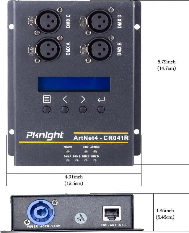 Alt view image 2 of 6 - ArtNet DMX Ethernet Lighting Controller Interface, Truss-mount, 4-Universe Bidirectional Art-Net to DMX512 Node, PoE (No RDM)