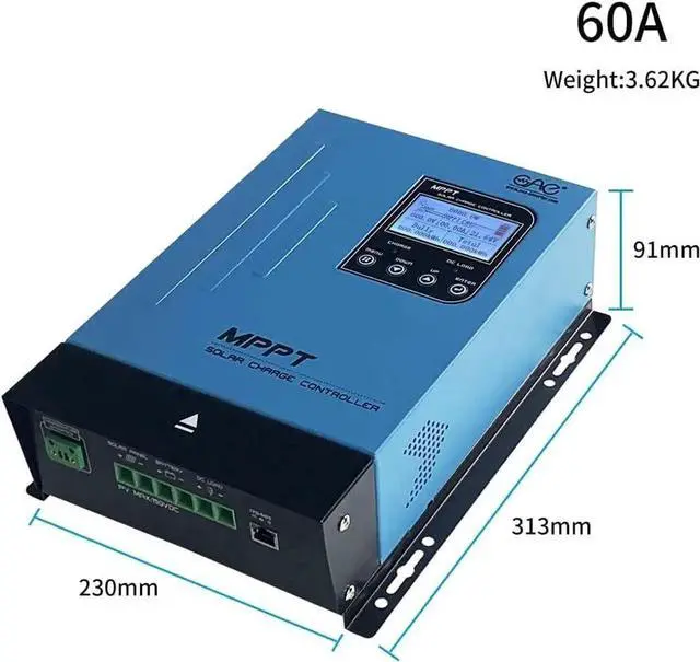 Alt view image 7 of 7 - 60A MPPT Solar Charge Controller 12V24V48V Auto Battery Regulator Solar Panel Max 150V Input for Lithium, Sealed, Gel, and Flooded Batteries (Blue)