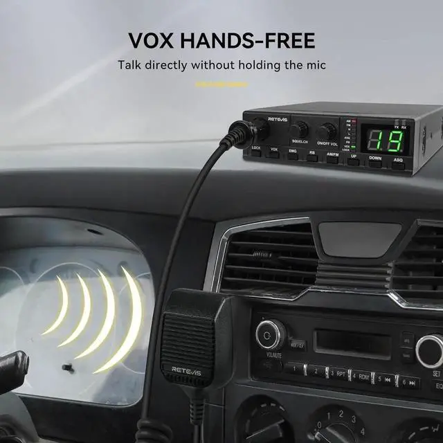 Alt view image 7 of 7 - MB2 AM/FM Professional CB Radio, 40 Channels Mini Radio, Easy to Operate, Squh Knob ASQ, VOX, Auto-Scan, CB Mobile Radio for Truckers, Black