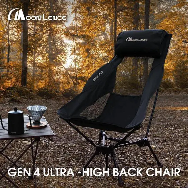 Alt view image 3 of 7 - High Back Folding Camping Chair, 330lbs Portable Compact Chair with Wide Seat & Ergonomic Back Support (Black)