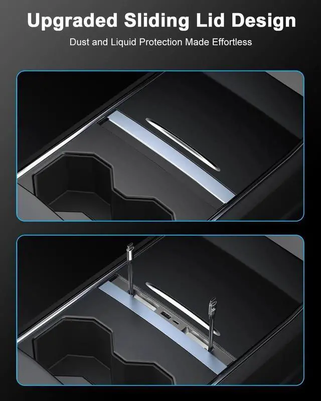 Alt view image 2 of 6 - 65W USB Hub for Tesla Model 3 Highland/Model Y Juniper 2024 2025 Waterproof - 4Ports Fast Charger Accessories Phone 2 Type-C Charging Cables