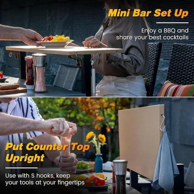 Alt view image 3 of 7 - Four-Shelf Grill Cart Table, Movable Stainless Metal Flattop Pizza Oven Multifunctional Work Prep-Table for Griddle BBQ Grills