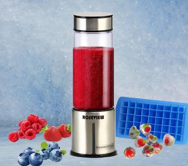 Main image of Portable Smoothie blender Glass bottle Mini USB rechargeable 2 battery Handheld Shakes blend Cup USB juicer Cordless Personal smoothies maker mixer