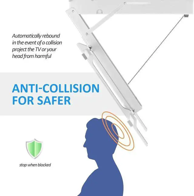 Alt view image 7 of 7 - Electric Ceiling TV Mount with Remote - Motorized Ceiling TV Mount for Flat and Pitched Roof32 to 70 Inch Flat and Curved Screen TVs White