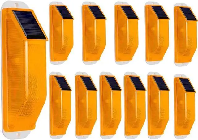Alt view image 4 of 7 - Solar Strobe Warning Light: Sensitive LED Lamp Super Bright IP65 Waterproof Wireless Light Control for Construction Traffic Balusters Driveways Bridge Dock Marine (Yellow, 12-PCS) Yellow 12PCS -