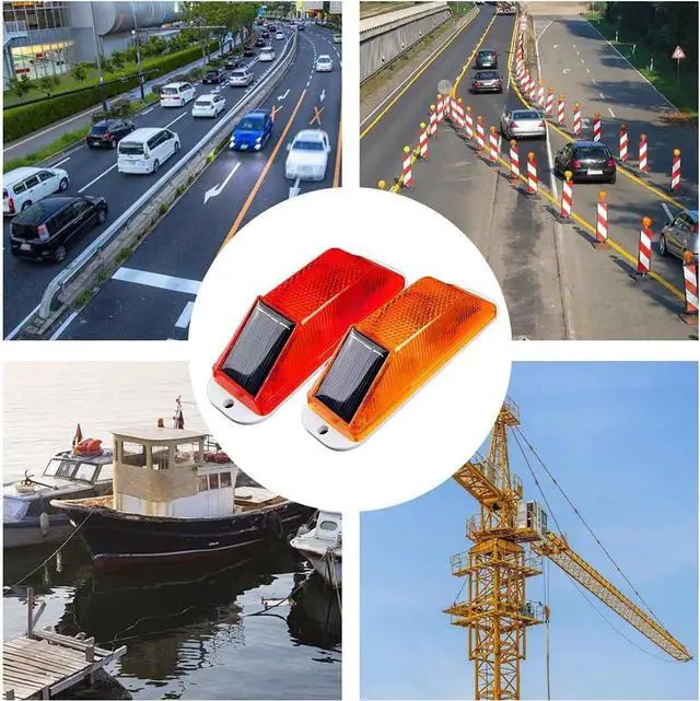 Alt view image 2 of 7 - Solar Strobe Warning Light: Sensitive LED Lamp Super Bright IP65 Waterproof Wireless Light Control for Construction Traffic Balusters Driveways Bridge Dock Marine (Yellow, 12-PCS) Yellow 12PCS -
