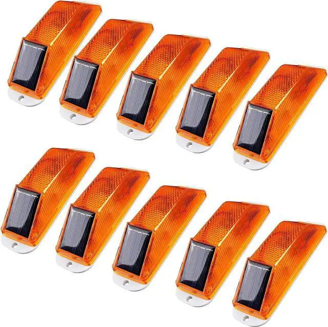 Main image of Solar Strobe Warning Light: Sensitive LED Lamp Super Bright IP65 Waterproof Wireless Light Control for Construction Traffic Balusters Driveways Bridge Dock Marine (Yellow, 12-PCS) Yellow 12PCS -