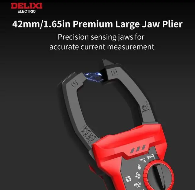 Alt view image 6 of 6 - Professional Clamp Meter 1000A AC/DC Amp Clamp Multimeter & 1000V Voltage Tester True RMS, Inrush, VFD, LOZ - Measures Resistance, Temperature, Capacitance and Frequency, MAX/MIN Hold