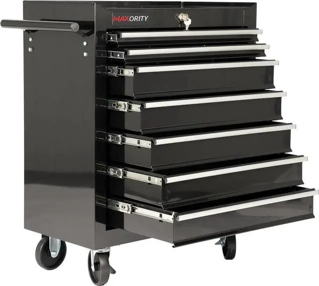 Main image of 7-Drawer Heavy-Duty Rolling Tool Chest Cabinet with Lock Mobile Cart for Garage & Workshop, Black