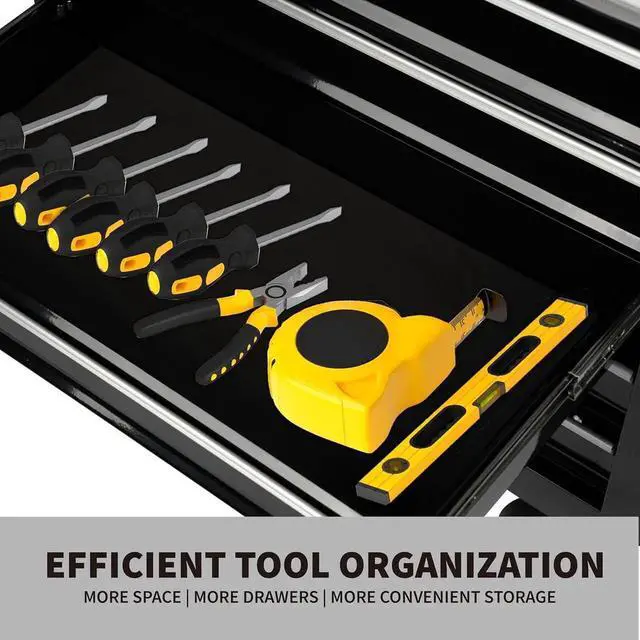 Alt view image 3 of 6 - 7-Drawer Heavy-Duty Rolling Tool Chest Cabinet with Lock Mobile Cart for Garage & Workshop, Black