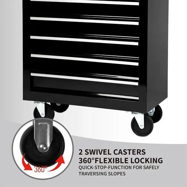 Alt view image 5 of 6 - 7-Drawer Heavy-Duty Rolling Tool Chest Cabinet with Lock Mobile Cart for Garage & Workshop, Black