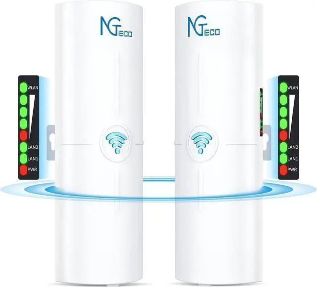 Main image of Wireless Bridge, 5KM 5.8GHz Point to Point Outdoor WiFi Bridges with 14DBi High Gain Antenna, Compatible with Network Sharing,Network Extend, 2 Pack