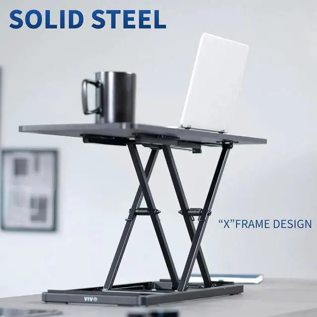 Alt view image 2 of 7 - Single Top 30 inch Scissors Lift Keyboard and Mouse Riser, Height Adjustable Laptop Desk, For Ergonomic Sit Stand Workstations, Black, DESK-V030A