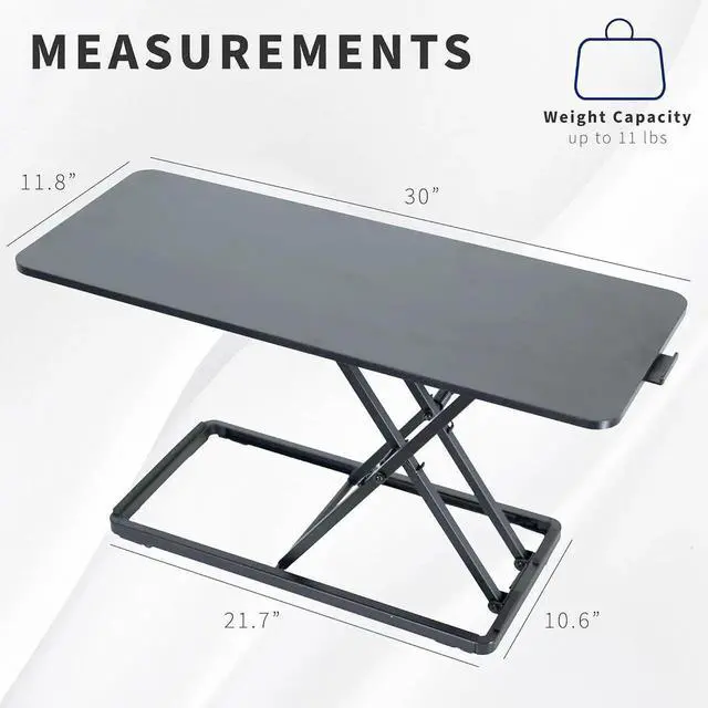 Alt view image 5 of 7 - Single Top 30 inch Scissors Lift Keyboard and Mouse Riser, Height Adjustable Laptop Desk, For Ergonomic Sit Stand Workstations, Black, DESK-V030A