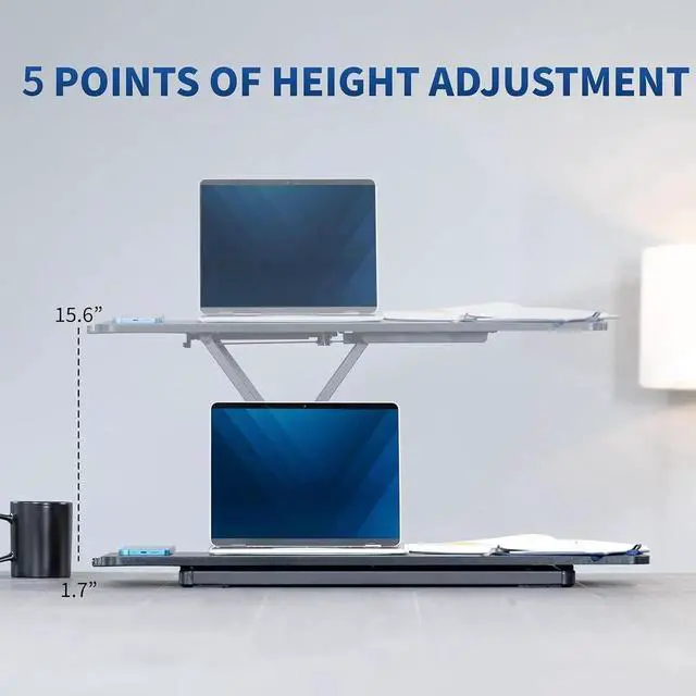 Alt view image 7 of 7 - Single Top 30 inch Scissors Lift Keyboard and Mouse Riser, Height Adjustable Laptop Desk, For Ergonomic Sit Stand Workstations, Black, DESK-V030A