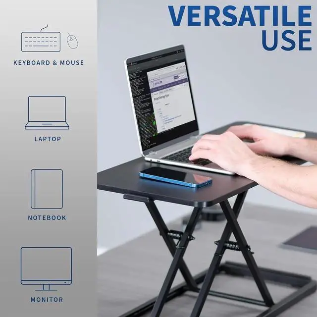 Alt view image 6 of 7 - Single Top 30 inch Scissors Lift Keyboard and Mouse Riser, Height Adjustable Laptop Desk, For Ergonomic Sit Stand Workstations, Black, DESK-V030A